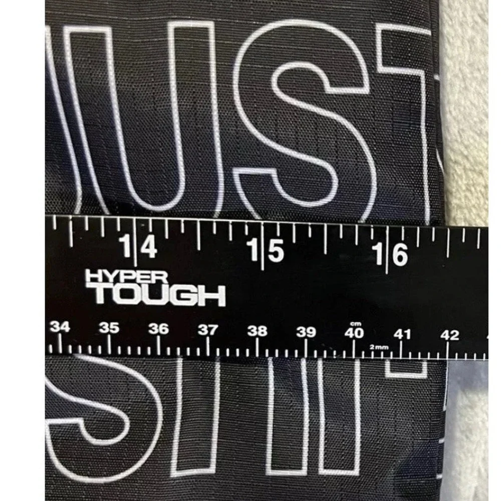New Justice Tote Bag Black‎ White Logo Print Bottom Zip Compartment Travel Dance